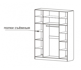 Шкаф для платья и белья четырехдверный  